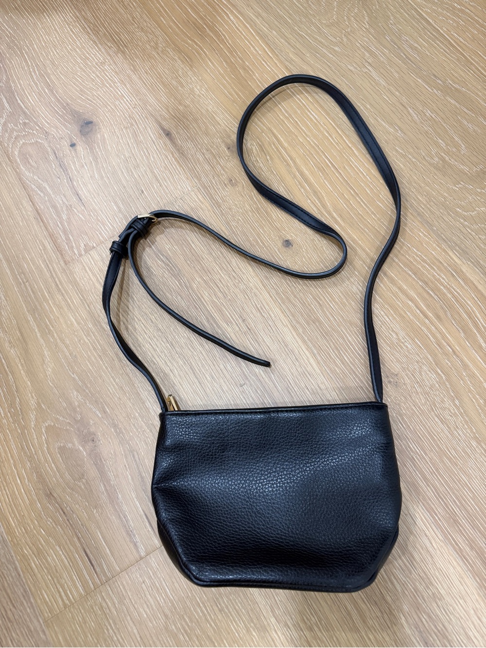 Black Leather Crossbody Bag - Minimalist Women's Shoulder Bag